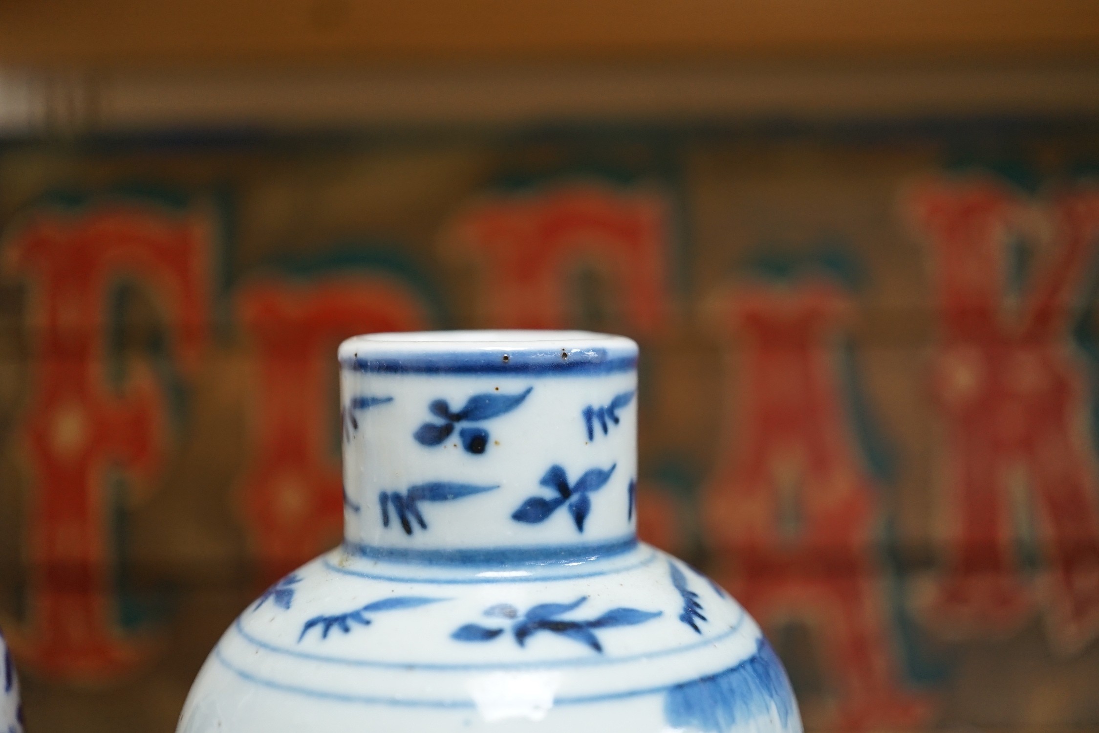 Two 19th century Chinese blue and white small vases, tallest 18cm